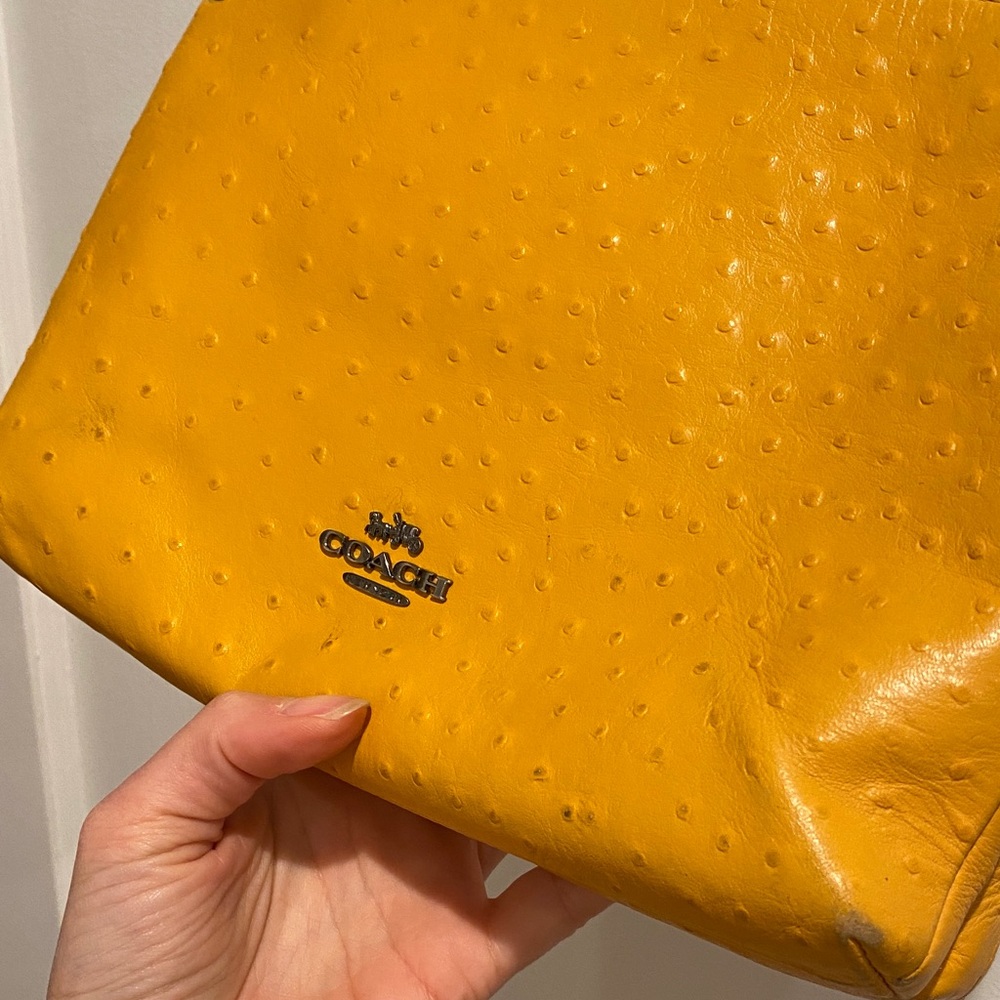 Authentic Coach Small “Ostrich” Crossbody Bag Mustard Quiet Luxury Designer - Picture 10 of 14